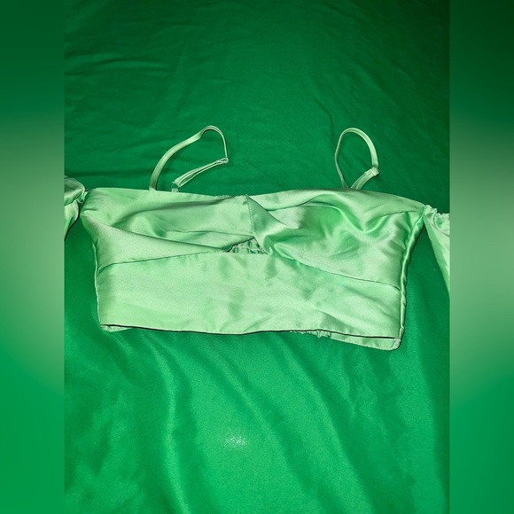 ASOS Lime Satin Cropped Top size 4 - Picture 3 of 9